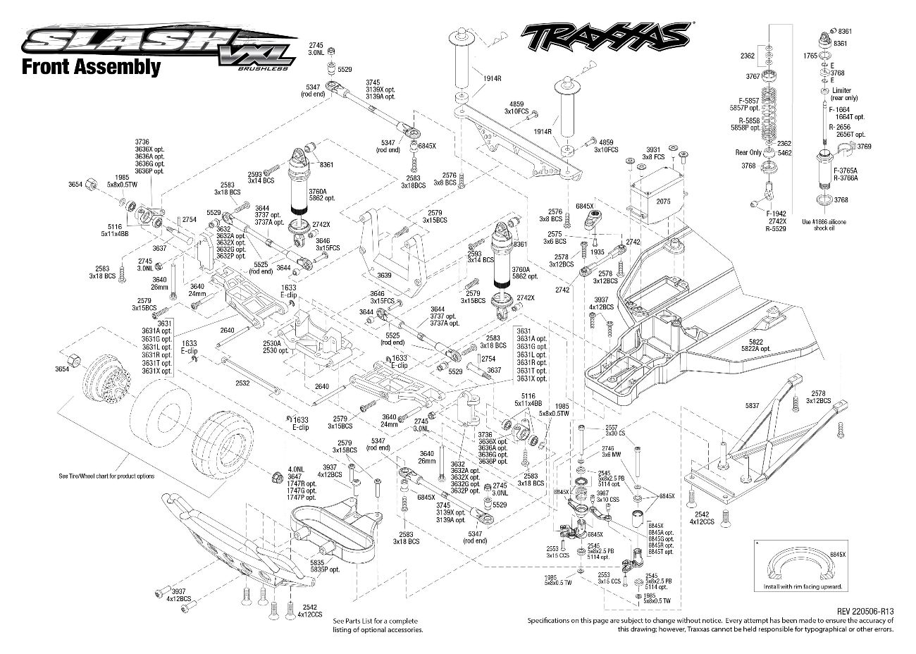 Slash VXL (58076-4) Front Assembly Exploded View Slash VXL (58076-4) Front Assembly Exploded View